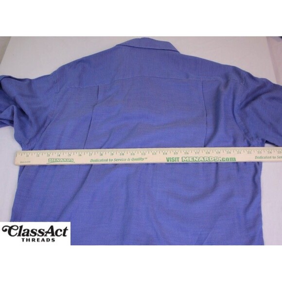 ERMENEGILDO ZEGNA Blue Geometric Cotton Long Sleeve Button Down Shirt Mens 16 - Picture 2 of 8